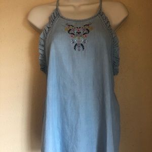 Blue Rain Tops - Embroidered ruffle tank Blue Rain Tops - Embroidered ruffle tank